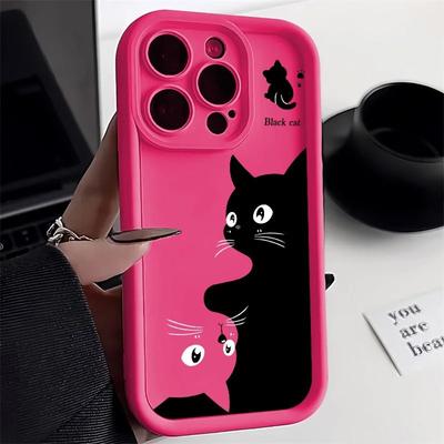 Cute Cartoon Cat Soft Phone Case For iPhone 15 Pro Max Cases iPhone 14 13 12 11 Pro Max XS Max XR X 7 8 Plus SE Shockproof Cover