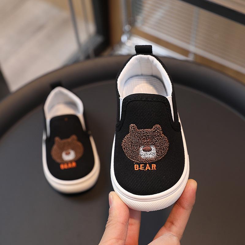 2026 Unisex Kinder Leinenschuhe mit kleinem Bären - Frühjahrs- & Herbststil für drinnen & Kindergarten