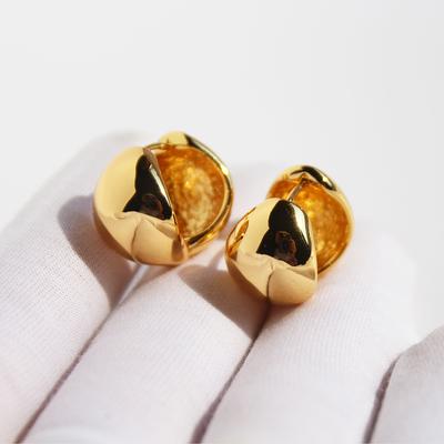 Brass Plated Real Gold Fashionable Metal Polished Texture Double-Sided Ear Buckle Cold Wind Geometric Earrings 562