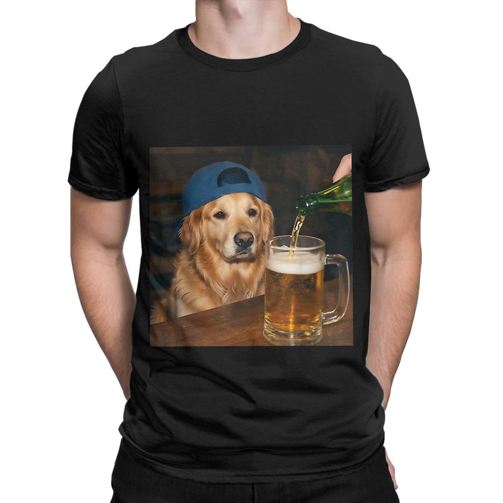 Golden Retriever Che Beve Birra Cane Divertente Meme Novità Maglietta 100% Cotone gloden retirever Top