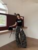 INSS 2026 Spring Women's Slimming Straight Leg Retro Camouflage Water Ripple Jeans