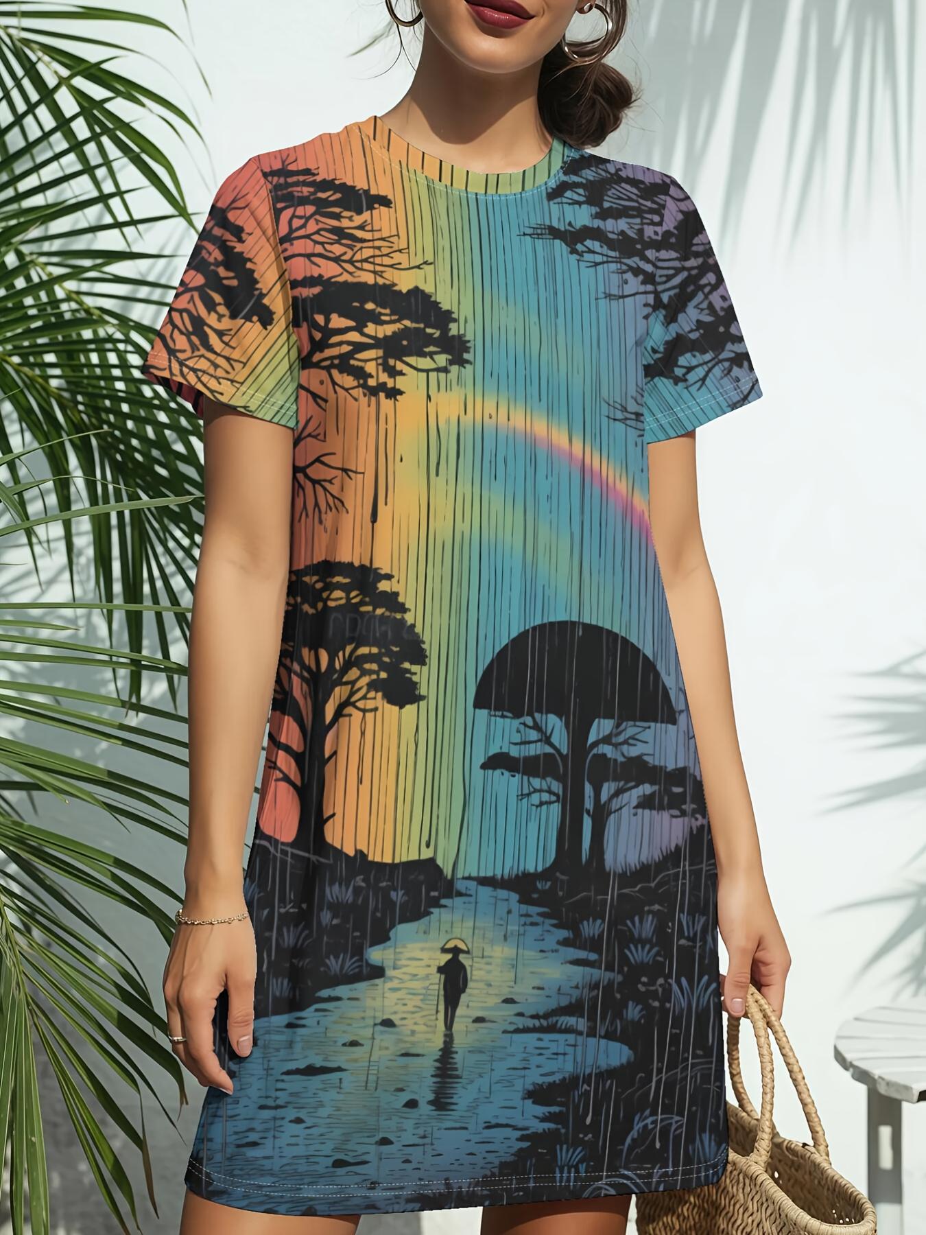 

Women s New Crew Neck Short Sleeve T-Shirt Dress. American Trend Digital Print. Casual ; Versatile for Spring and Summer. Elegant ; Chic Wmen s Ds S дубильная кора