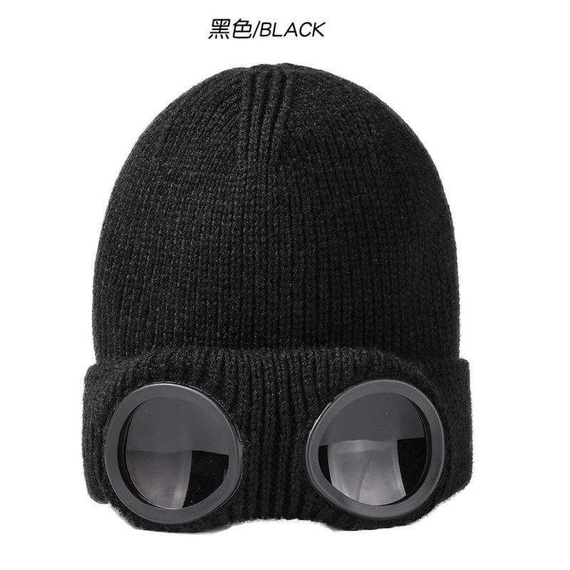 Hat Autumn and Winter Men's and Women's Windproof Glasses Fleece Ski Knitted Hat Warm Wool Hat