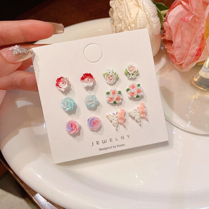 S925 Silver Needle Delicate Zircon Ear Set Small Stud Earrings