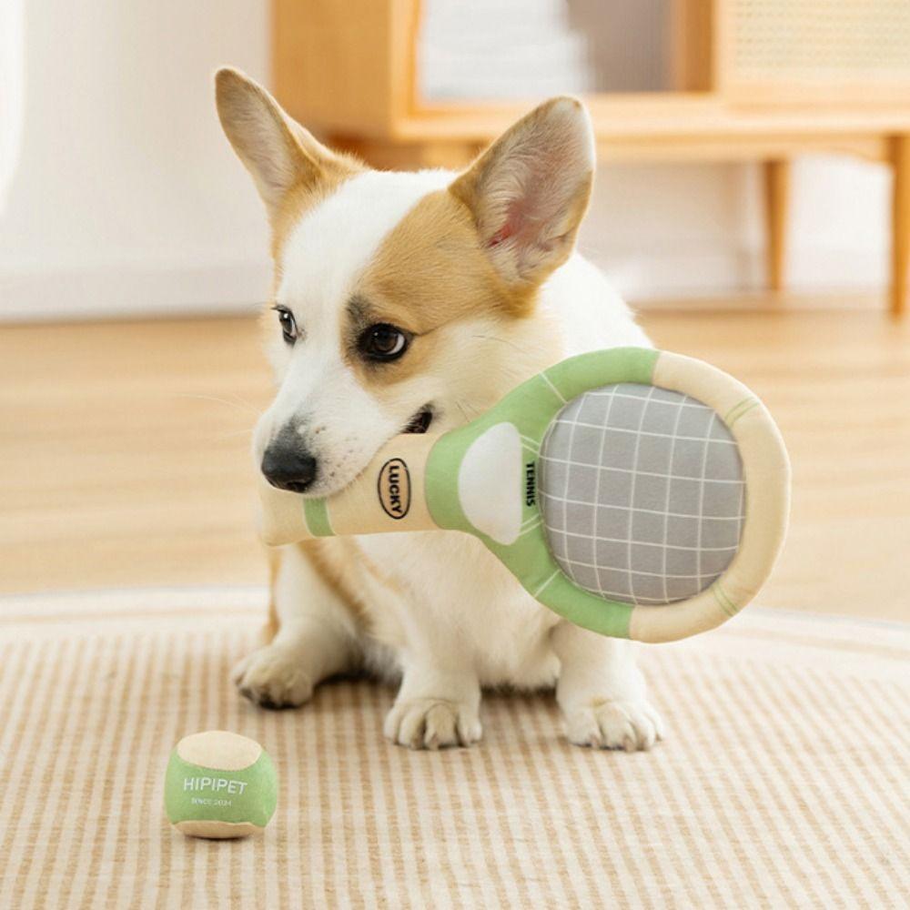 

Simulation Dog Chew Toy Soft Dog Vocal Tennis Toy Dog Molar Toy Dog Sounding Paper Racket Playing