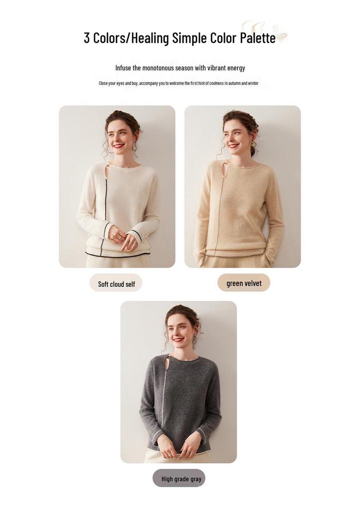 Korean Style Slimming Cashmere Women's Knit Sweater - Autumn/Winter Collection