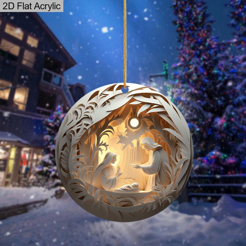 2D Flat "Nativity Scene" Round Acrylic Decoration Sign, Christmas Gift, Suitable for Wall Decoration, Porch, Room, Villa, Accents Home, Hallway, or Wo