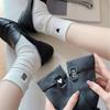 Female Spring and Autumn Solid Color AB Style Love Letter Embroidery Cylinder Pile Pile Cotton Socks