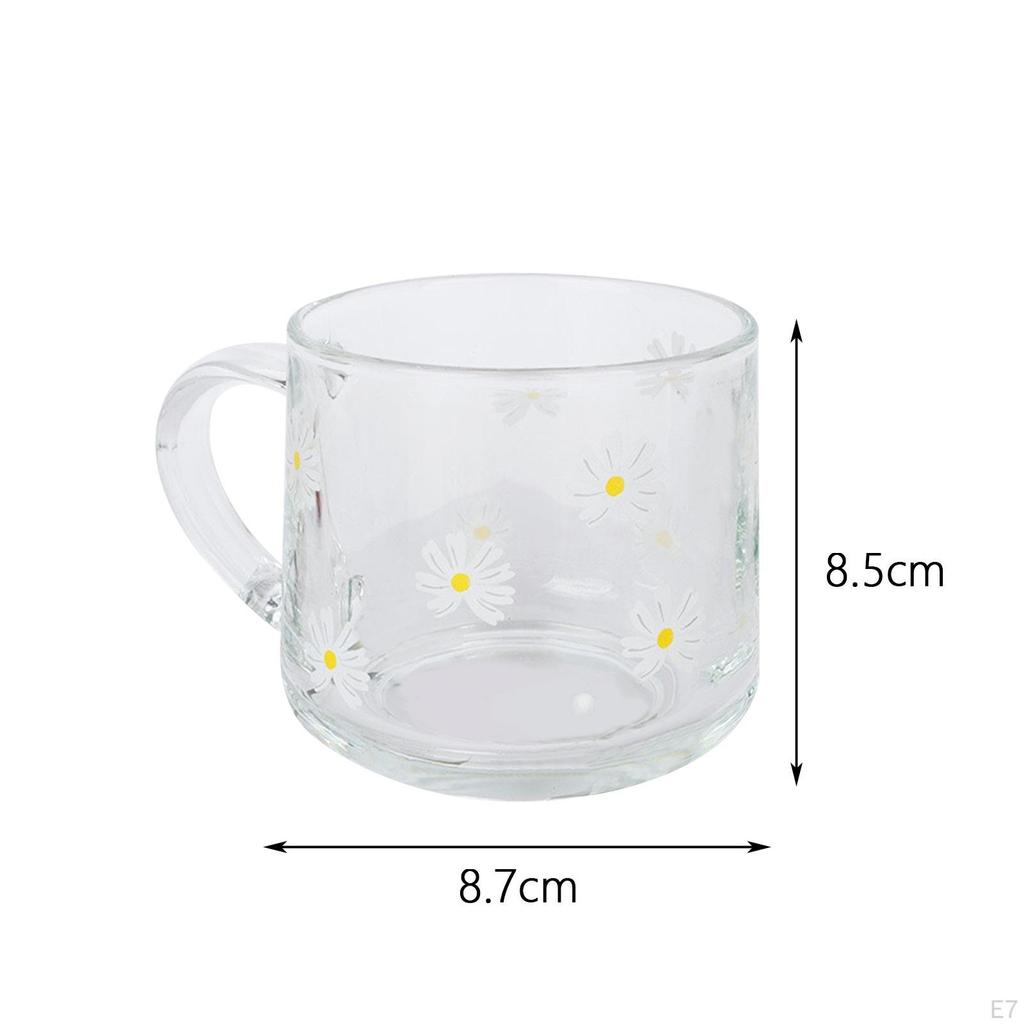 Cartoon Glass Cup Drinking Mug Tea Camping with Handle Juice Teacup Water