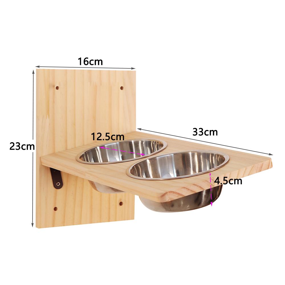 

Cat Wall Shelves Cats Feeding Shelf with 2 Stainless Steel Bowls Wood Perch Suitable for Kitten Play Nap Eat Pet Wall Furniture белый