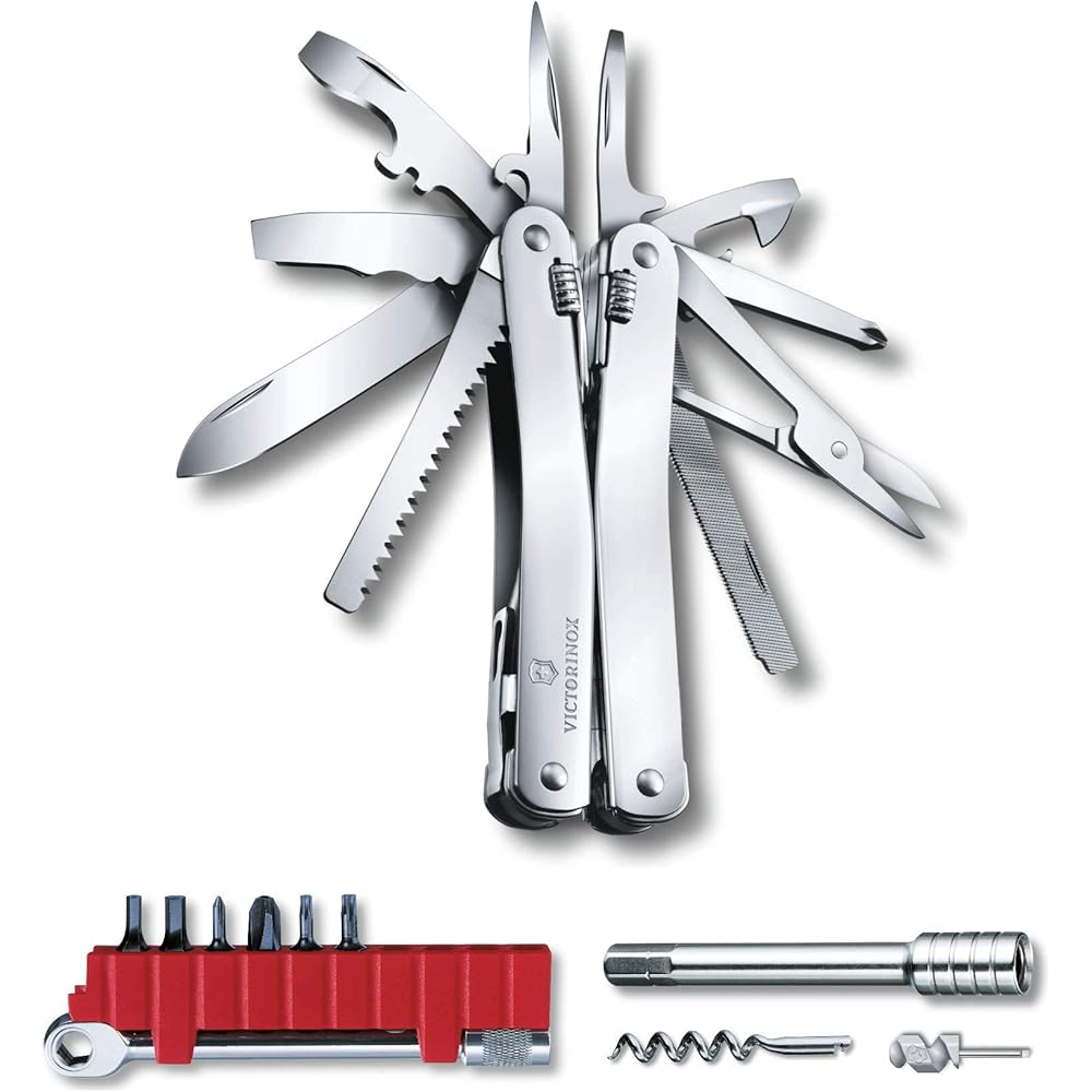 Victorinox SwissTool Spirit X Plus Ratchet Silver Multi-Tool with 37 Functions and Nylon Case