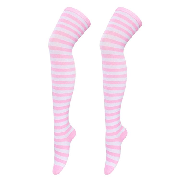 Damen Gestreifte Overknee Oberschenkelhohe Lange Socken für Weihnachts-Feierparty