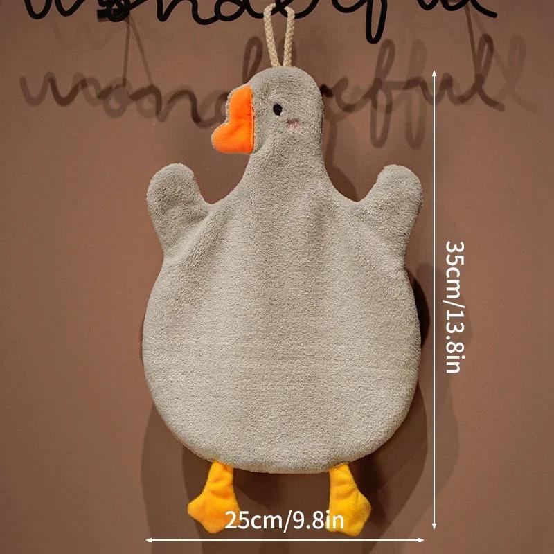 Hand Towels Cute Duck Hanging Towel Kitchen Bathroom Goose Bathing Ball Soft Absorbent Microfiber Wipe Towel Cartoon Kids Towels
