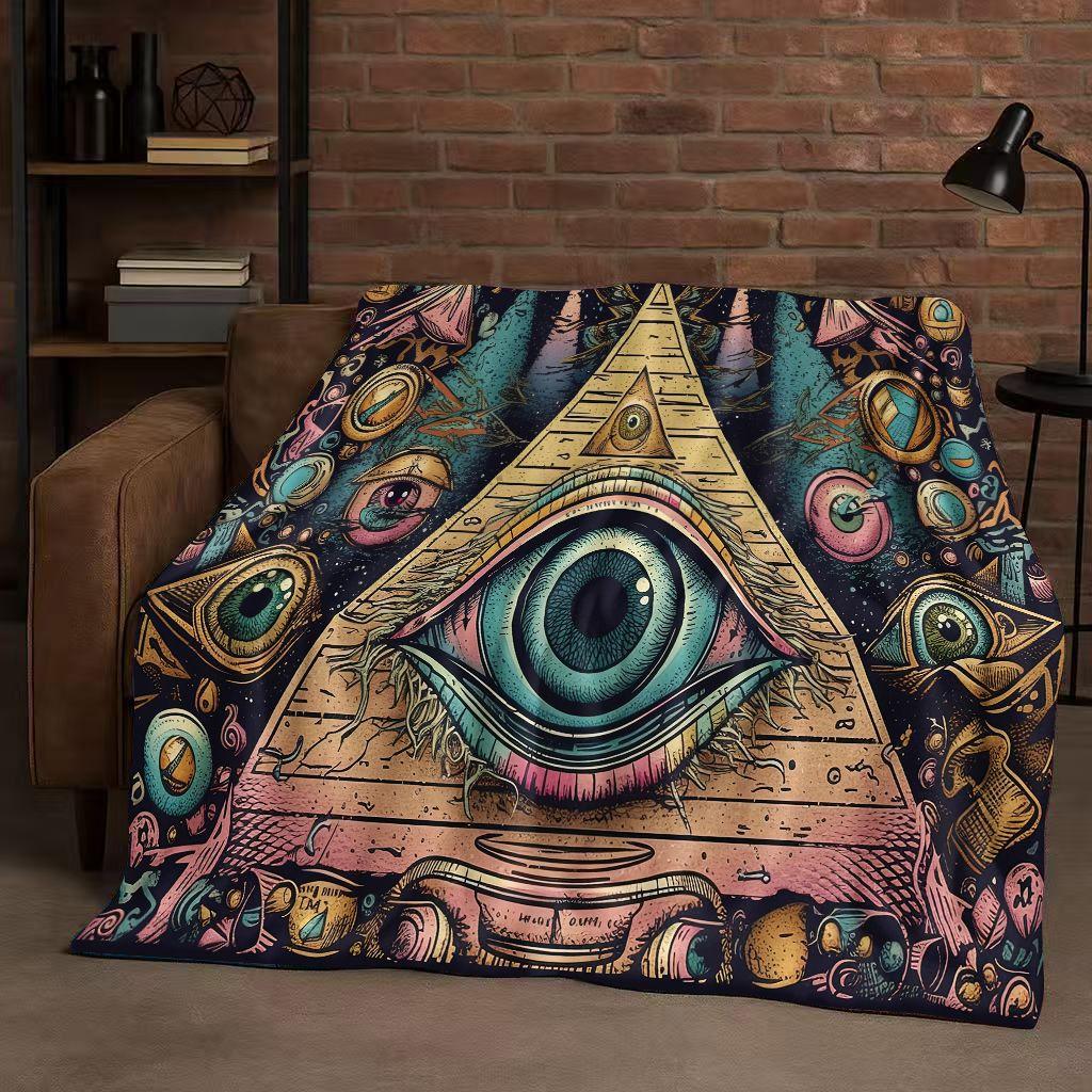 Freemasonry All Seeing Eye Symbol Evil Eye Art Flannel Blanket,Ultra Soft Warm Plush Throw for Home Bedroom Bed Sofa Cover Kids