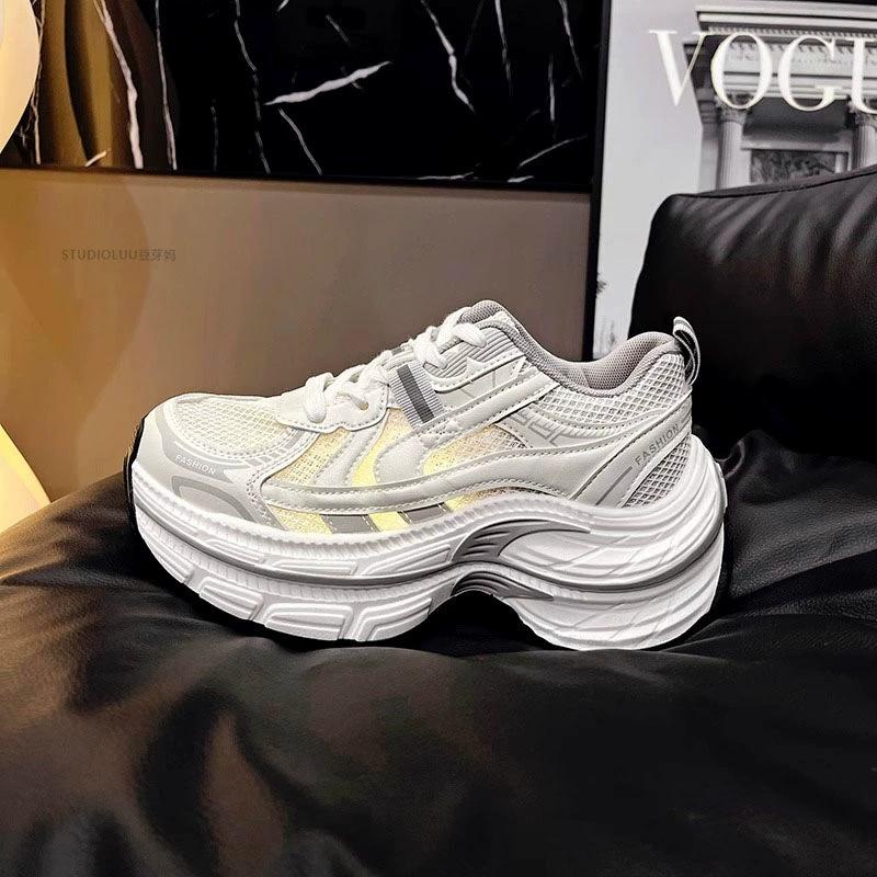 thick-soled leather breathable dad shoes women's tide spring and summer new versatile comfortable soft-soled casual sports shoes