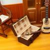 Portable Old Fashioned Wood Leather Luggage Models Small Dollhouses Furniture Accessories Coffee Colored Designs