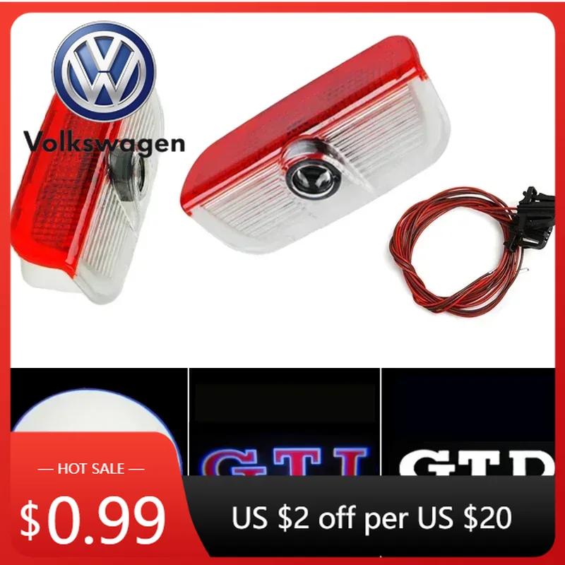 HIJK1 2026 Hot VOLKSWAGEN 2Pcs LED Car Door Light Welcome Projector Lamp for VOLKSWAGEN VW Golf 5 6 7 GTI GTD GTE Sagitar Touran CC Pa