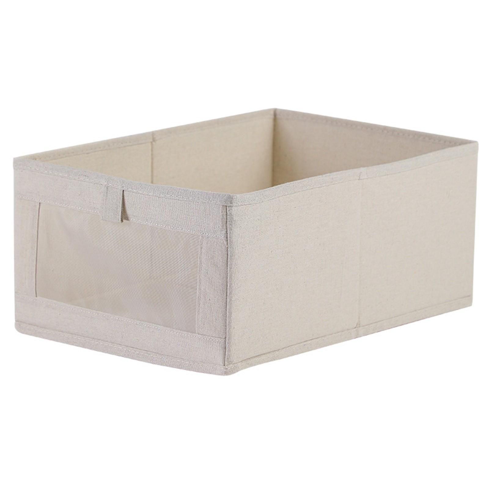 

Тканевый ящик для хранения из хлопка и льна с окном, для хранения и организации гардероба, большой ящик для хранения одежды, игрушки можно складывать One Size бежевый