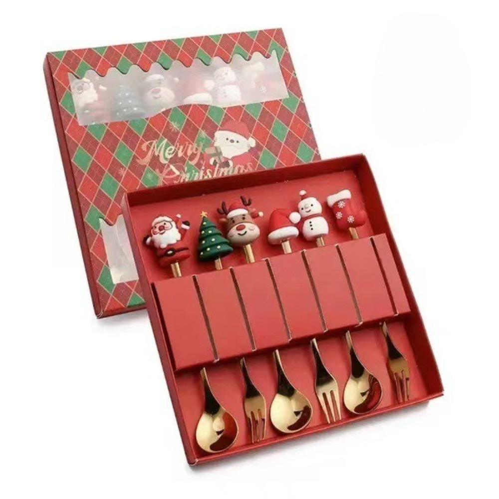 4/6pcs Stainless Steel Spoon Fork Set Gold Silver Coffee Tea Spoon Creative Tableware  Birthday Gift
