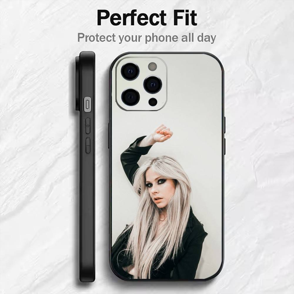 

A-Svril Singer L-Lavigne Phone Case For iPhone17,16,15,14,13,12 Plus,Max Soft Silicone Black Cover iPhone12