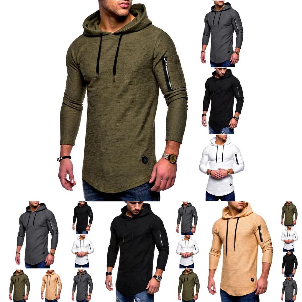 Men's Gym Slim Fit Hoodie With Drawstring And Zippered Arm For Maximum Style