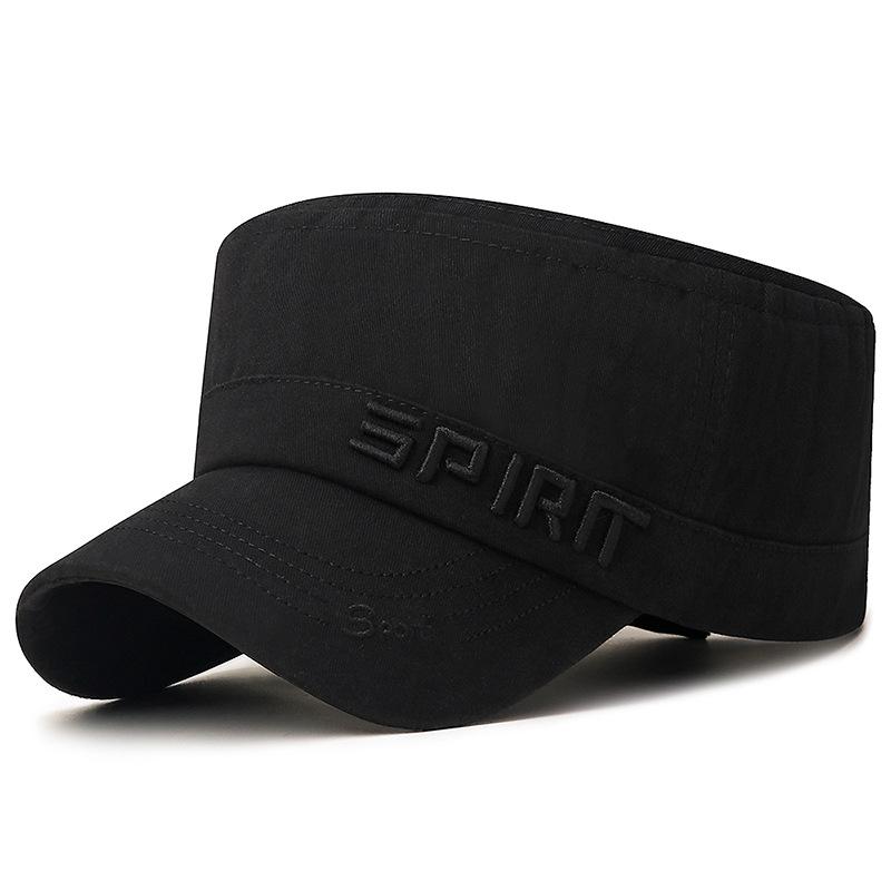 Men's Sunshade Sunscreen Outdoor Flat Top Hat Embroidered Letter Cap Military Caps Army Visors Hat Training Cadet Caps