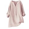 Women's V Neck Long Sleeve Linen Shirt Loose Fit Casual Commuter Blouse for All Occasions