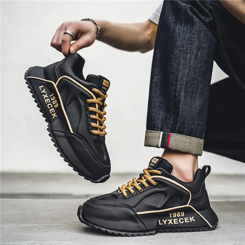 Black Versatile Sports Shoes, Men's Trendy Niche, Handsome Running Shoes, Student Personalized Design Casual Shoes