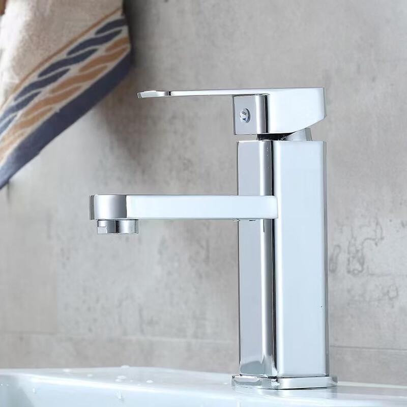 TLXT Black Stainless Steel Square Basin Hot & Cold Faucet