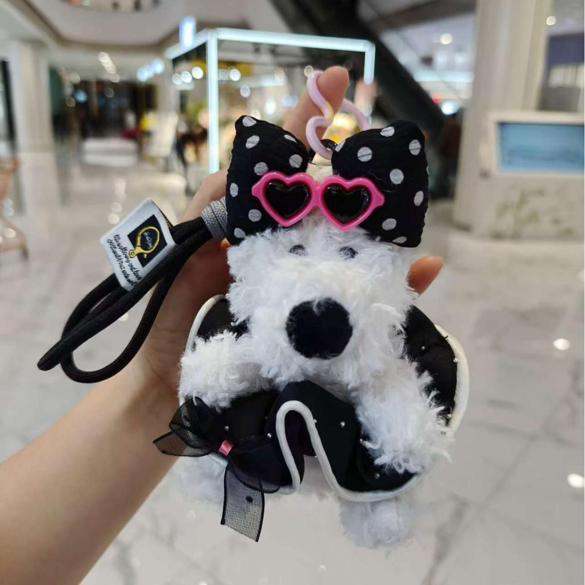 West Highland Terrier Puppy Cartoon Princess Dress Plush Doll Keychain