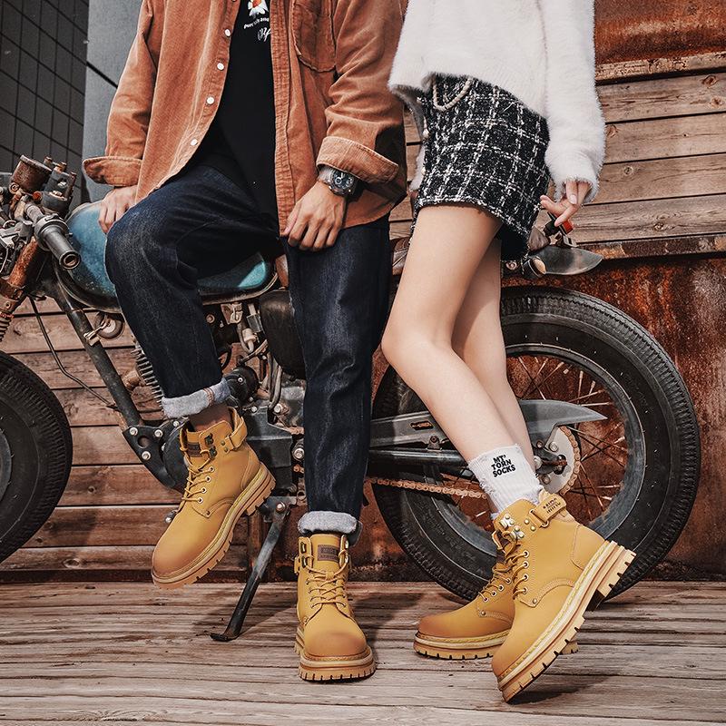 Men's Waterproof High-Top Leather Martin Boots, 2024 New Style Spring & Autumn Shoes for Men and Boys, Unisex Design.