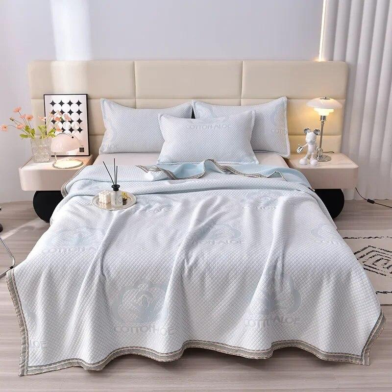 

Высококачественное летнее охлаждающее одеяло с вышивкой, Высококачественное вязаное хлопковое одеяло Queen, стеганое тонкое одеяло из полынного волокна, крутое 150x200cm 1pcs