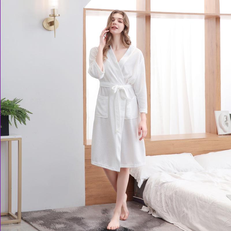 Unisex Quick-Dry Waffle Bathrobe - Lightweight, Absorbent, Ideal for Spa & Sauna