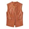 Plus Size Women's Sleeveless PU Leather Vest & Short Cardigan Jacket