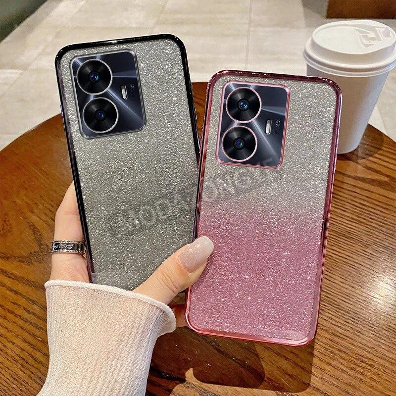 

Чехол для Realme C55, гальванический мягкий блестящий чехол из ТПУ, чехол для телефона Realme C55 RMX3710, для девочек и женщин