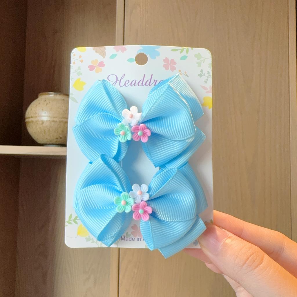 2Pcs/lot Baby Solid Hair Bows Hair Clips Ribbon Bow Hairpin for Girl Cheer Bowknot Barrettes Children Headwear Hair Accessories