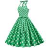 Vintage Polka Dot Cotton Dress With Tie Back And Offshoulder Design For Women