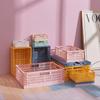 Foldable Plastic Storage Box - Student Desktop Organizer for Washi Tape, Stationery, and Skincare Storage.