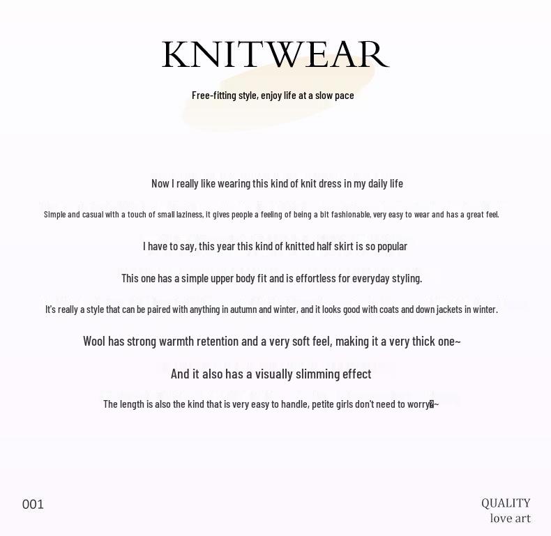 Women's 100% Wool Elastic High-Waist Knitted Midi Skirt with Back Slit