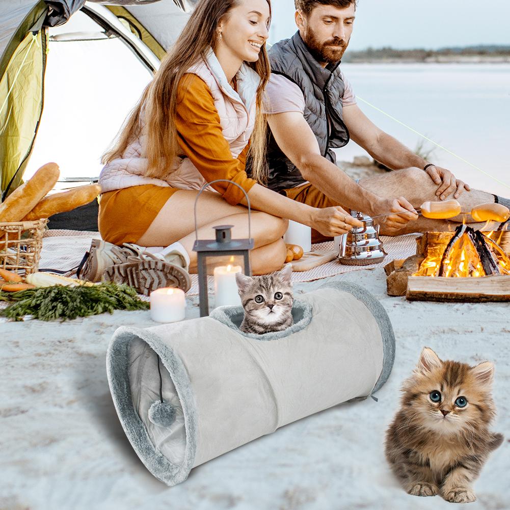 Pet Cat Tunnel Collapsible Plush Channel Foldable Suede Educational Toy Warm Winter Interactive Toys for Cat Puppy Kitten Rabbit