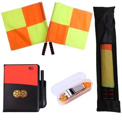 Set di fischietti con bandiera per arbitro di calcio, kit per cartellini rossi e gialli da calcio professionale, strumento utile per l'allenamento sportivo dell'arbitro