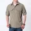 Men's Quick-Dry Military Tactical Outdoor Shirt, Long-Sleeve, Elastic, Breathable, Multi-Pocket Workwear for Spring & Autumn
