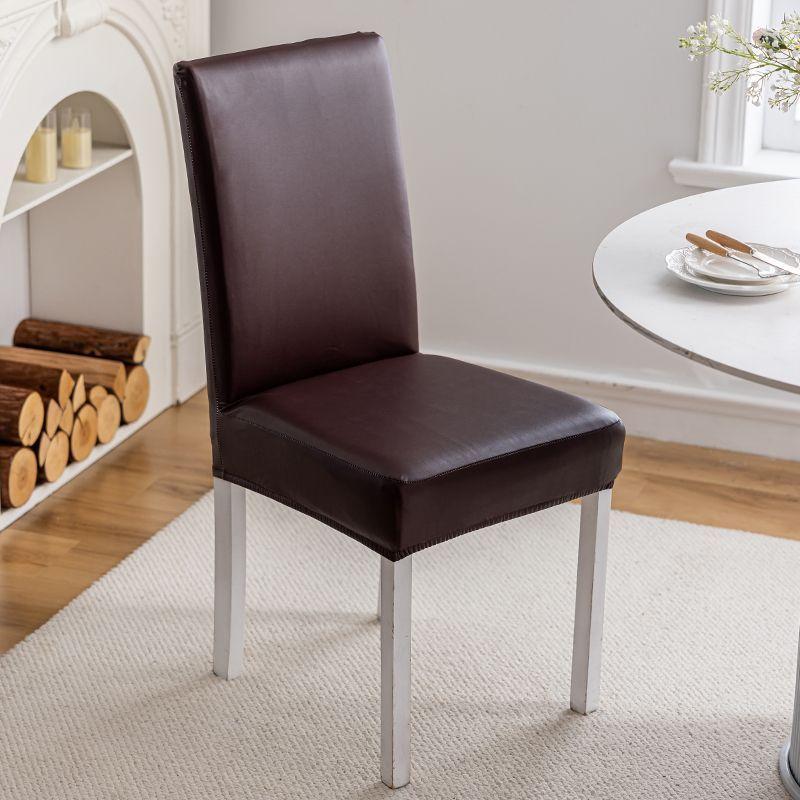 Waterproof PU Leather Dining Chair Covers Stretchable Oil Resistant Slipcover for Kitchen Chairs Durable Easy Clean Protector