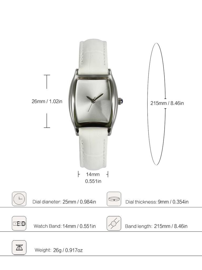 Stylish Women's Barrel-Shaped Quartz Wristwatch with Waterproof Leather Strap