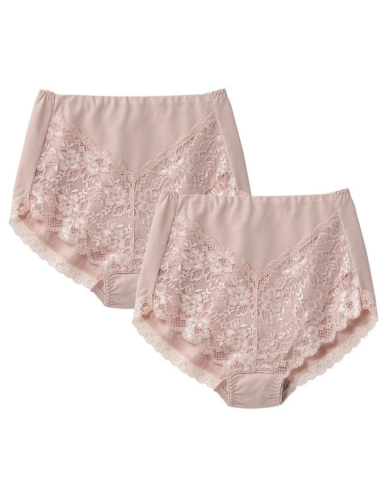 Love Body Wacoal Lacy Matching Cotton Blend Size L Women's Panties, MP8602, 2-Pack, Color, Deep-Length, (Body Fabric),