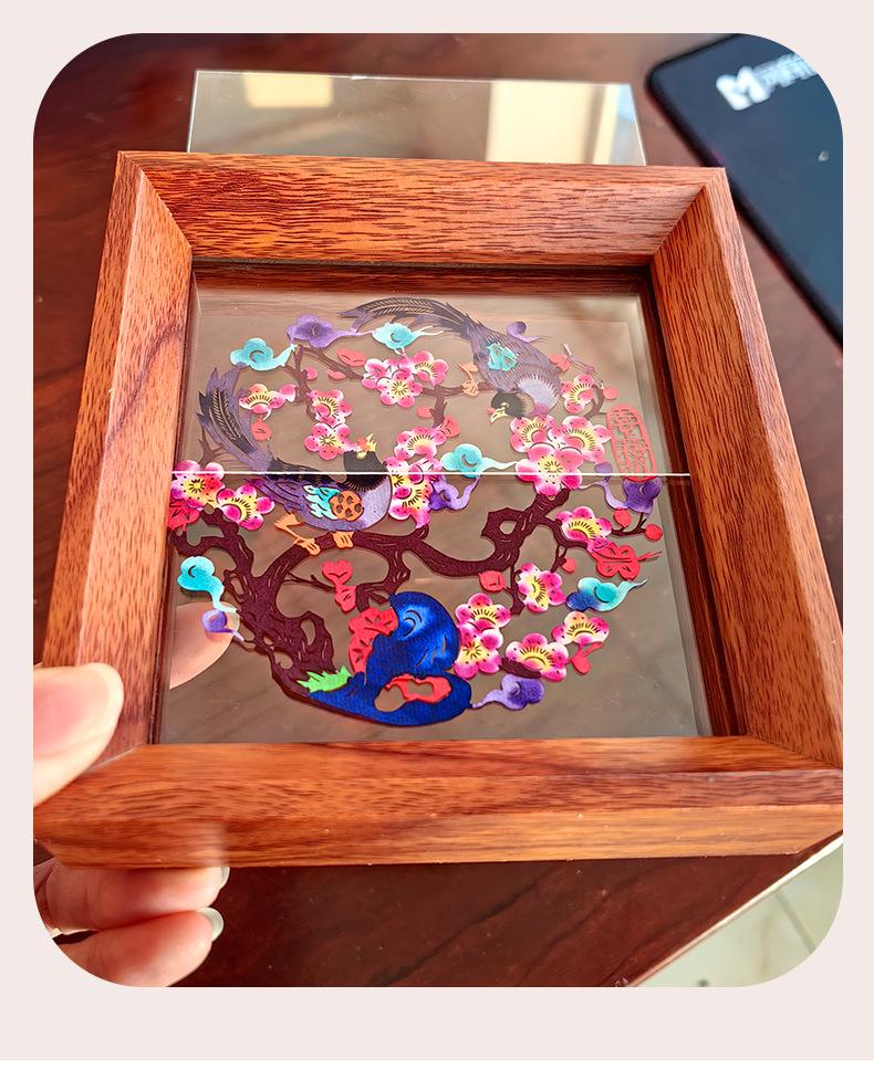 Xianci Double-Sided Transparent Frame: A4 Paper-Cut Calligraphy Fu Character Display Stand