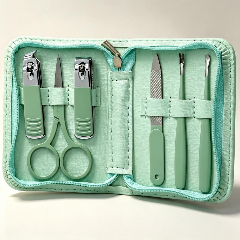 Stainless Steel 9-Piece Manicure & Pedicure Set with Tweezers and Nail Clippers in Black.