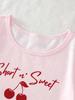 Girls Pajama Set, Breathable Cherry Print Sleepwear, Cute Cozy Loungewear for 8-12 Years