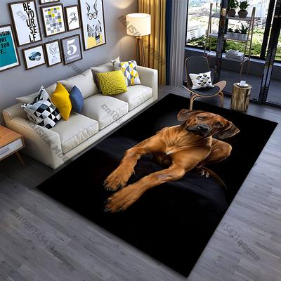 Dog Sitting In Black Background Carpet Yoga Living Room Room Decor Children's Crawling Mat Doormat Area Rug Games Mat
