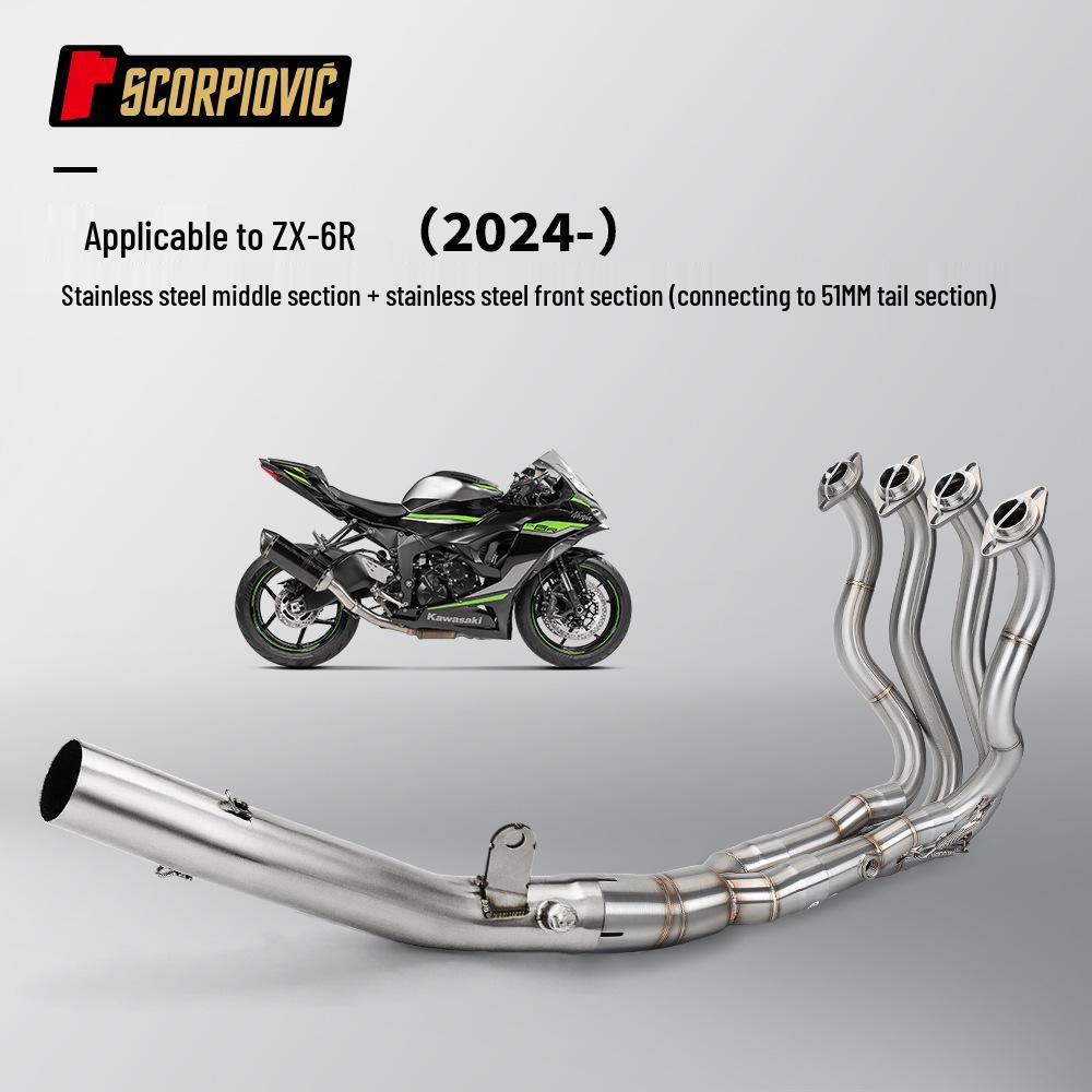 ZX6R Motorcycles: Stainless Steel Front & Mid-Section Exhaust Pipe for Mid-Section Connection To Original Exhaust.